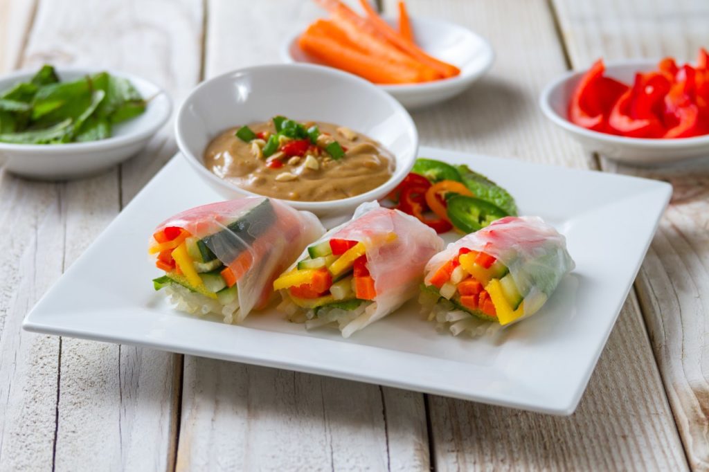 Spring Rolls with Peanut Dipping Sauce from The Wildflower Chef and Kimberton Whole Foods